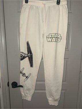 Disney Star Wars White Track Joggers with Black Graphics